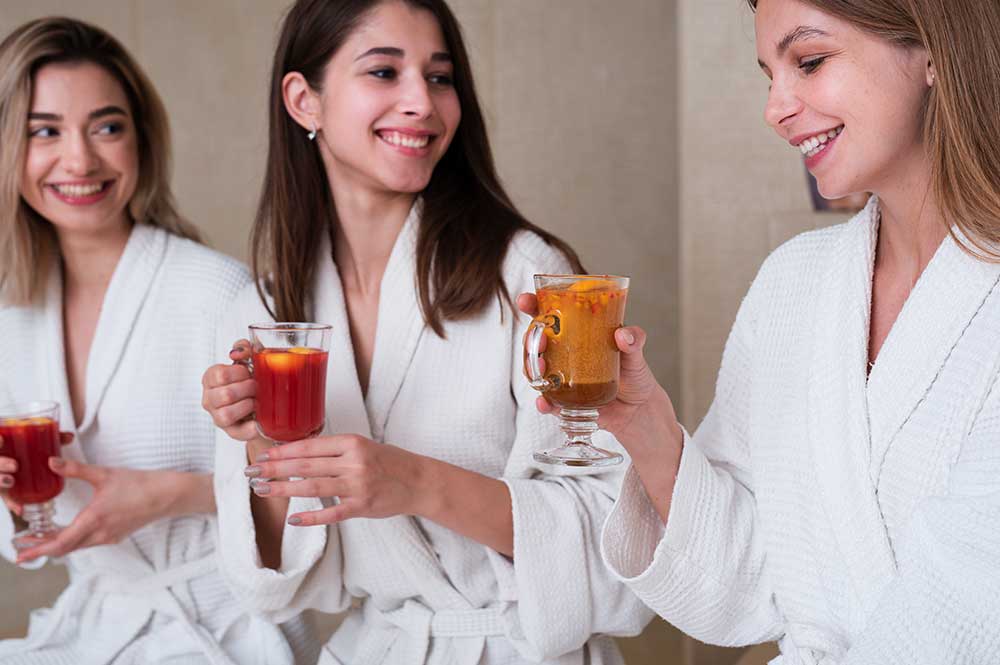 Group of friends enjoy spa amentities | Purely You Spa Group Spa Packages Naples, Florida